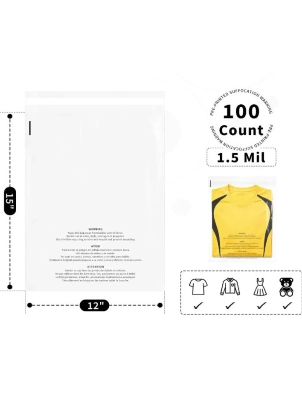 New: Clear Poly Bags, 12
